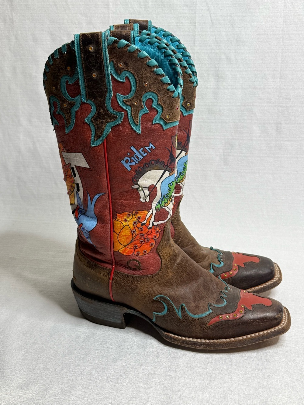 Ariat Quincy Limited Edition Bronco Billy Ride’Em Cowboy Boots Womens 7B - Picture 3 of 12